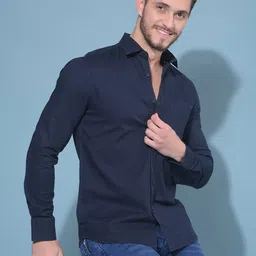 Crimsoune Club Classic Slim Fit Spread Collar Long Sleeves Cotton Casual Shirt-image-42