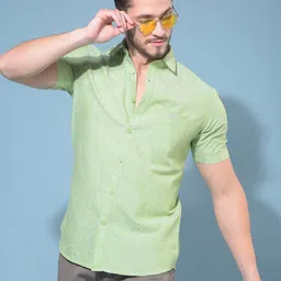 Crimsoune Club Classic Textured Spread Collar Slim Fit Cotton Shirts-picture-16