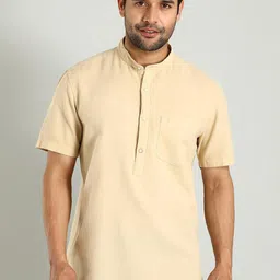 Indian Terrain Classic Slim Fit Mandarin Collar Cotton Casual Shirt-image-86