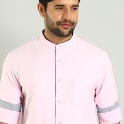 Indian Terrain Classic Slim Fit Mandarin Collar Pure Cotton Casual Shirt-picture-36