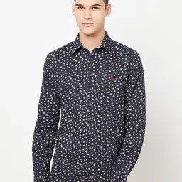 Crimsoune Club Men Navy Blue Slim Fit Floral Printed Casual Shirt-image-61
