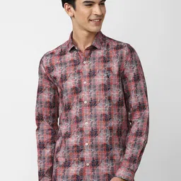 SIMON CARTER LONDON Men Pink Slim Fit Checked Pure Cotton Casual Shirt-image-62