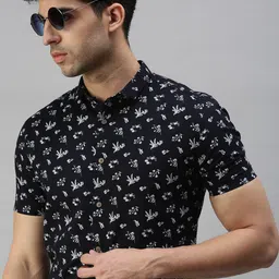 SHOWOFF Men Navy Blue Premium Slim Fit Floral Printed Casual Shirt-image-17