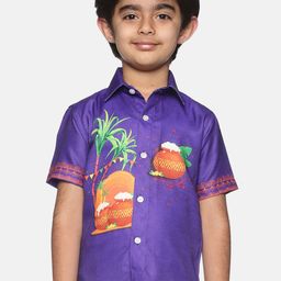 Sethukrishna Boys Violet & Green Printed Shirt-picture-45