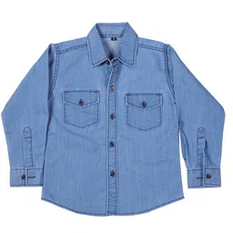 CREMLIN CLOTHING Boys Blue Faded Casual Shirt-image-6