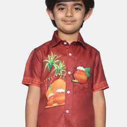 Sethukrishna Boys Ethnic Motifs Printed Cotton Casual Shirt-picture-5