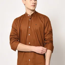 SURHI Mandarin Collar Smart Fit Twill Cotton Casual Shirt-picture-25