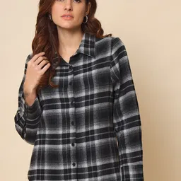 Beatnik Women Tartan Checked Cotton Casual Shirt-picture-24