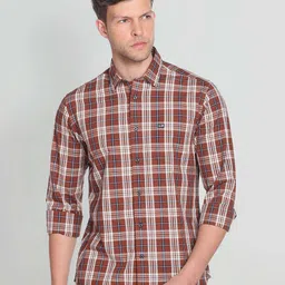 Arrow Sport Cotton Slim Fit Point Collar Plaid Checked Shirt-picture-21