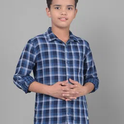 Crimsoune Club Boys Slim Fit Tartan Checked Casual Shirt-picture-18