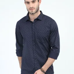 URBARO Smart Slim Fit Micro Ditsy Printed Pure Cotton Casual Shirt-image-15