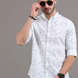 HERE&NOW Men White Slim Fit Printed Casual Shirt-picture-23