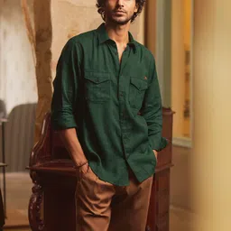 Andamen Premium Regular Fit Spread Collar Linen Casual Shirt-image-65