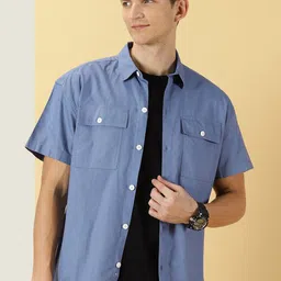 Thomas Scott Smart Spread Collar Short Sleeves Cotton Boxy Casual Shirt image 1