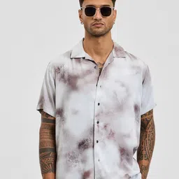 Snitch Men Relaxed Fit Cuban Collar Dyed Casual Shirt-image-21