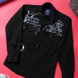 SKY HEIGHTS Boys Typography Printed Spread Collar Cotton Casual Shirt-picture-34