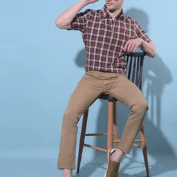 Crimsoune Club Classic Tartan Checks Spread Collar Slim Fit Cotton Casual Shirt-picture-37