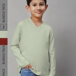 Friskers Boys Pack Of 2 V-Neck Long Sleeves Pure Cotton T-shirts-picture-41