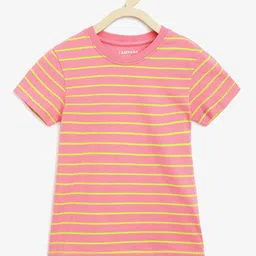 Campana Alexis Girls Striped Half Sleeves Round Neck Cotton T-shirt-picture-58