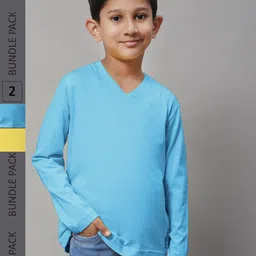 Friskers Boys Pack Of 2 V-Neck Pure Cotton Sports T-shirt-image-24