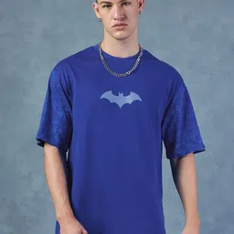 Bewakoof Blue Batman Printed Drop-Shoulder Sleeves Oversized Cotton T-shirt-picture-14
