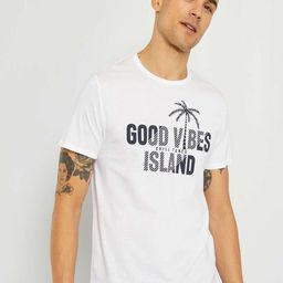 KIABI Men Typography Printed Raw Edge T-shirt-picture-34