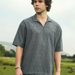 Campus Sutra Men Self Design Polo Collar Cotton T-shirt-picture-35