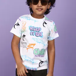 V-Mart Boys Typography Printed Cotton T-shirt image 1