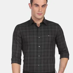 Arrow New York Men Black Slim Fit Tartan Checks Checked Formal Shirt-picture-0