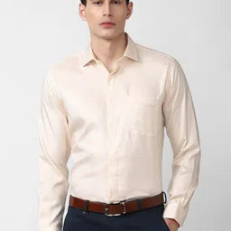 Van Heusen Men Beige Solid Cotton Formal Shirt image 1