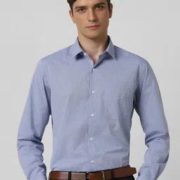 Peter England Men Spread Collar Checked Cotton Formal Shirt-image-92