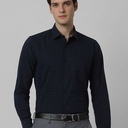 Peter England Men Spread Collar Gingham Checked Cotton Formal Shirt-picture-23