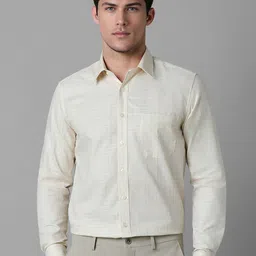 Louis Philippe Men Spread Collar Tartan Checked Cotton Slim Fit Formal Shirt-image-83