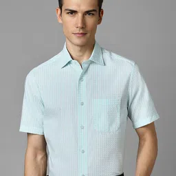 Louis Philippe Spread Collar Short Sleeves Cotton Regular Fit Checked Formal Shirt-image-22