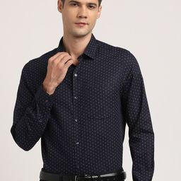 Turtle Spread Collar Long Sleeves Classic Slim Fit Printed Cotton Formal Shirt-picture-49