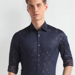 Arrow Printed Spread Collar Slim Fit Opaque Cotton 1851 Formal Shirt-picture-38