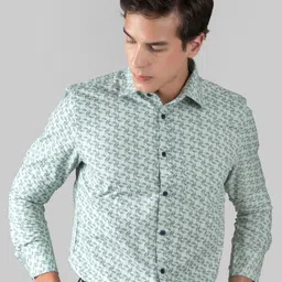 MUTAQINOTI Comfort Opaque Geometric Printed Cotton Formal Shirt-picture-20