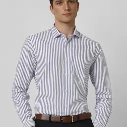 Peter England Men Spread Collar Vertical Striped Cotton Formal Shirt-picture-33