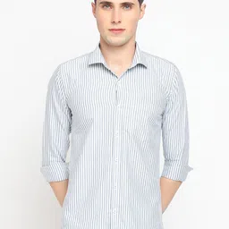 JADEBERRY Classic Vertical Striped Spread Collar Cotton Casual Shirt-image-5