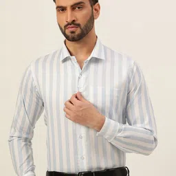 JAVINISHKA Classic Slim Fit Striped Pure Cotton Formal Shirt-picture-14