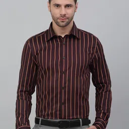 MUTAQINOTI Comfort Vertical Striped Opaque Premium Cotton Formal Shirt-image-99