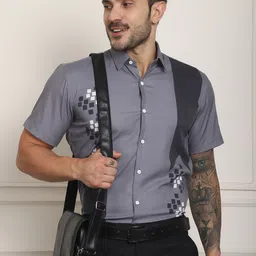 Indian Needle Classic Geometric Printed Formal Shirt-image-19