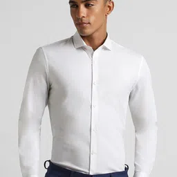 Peter England Slim Fit Spread Collar Long Sleeves Cotton Formal Shirt-image-4