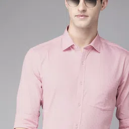 Park Avenue Men Pink Self Design Slim Fit Pure Cotton Formal Shirt-picture-23
