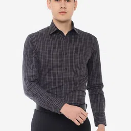 JADE BLUE Slim Fit Checked Cotton Formal Shirt-picture-28