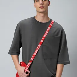 Bewakoof Drop-Shoulder Sleeves Pocket Detail Relaxed Fit Cotton T-shirt-picture-18