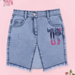 CUTECUMBER Girls Blue Solid Straight Knee Length Skirt-picture-16