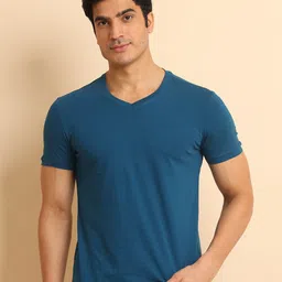 berry blues V-Neck Short Sleeves Cotton T-shirt-image-58