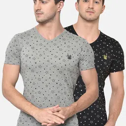 mack jonney VIMAL JONNEY Men Pack of 2 Printed V-Neck T-shirts-picture-24