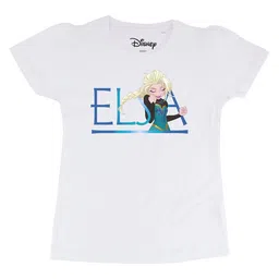 Frozen Girls White Frozen Printed Round Neck Pure Cotton T-shirt-image-42